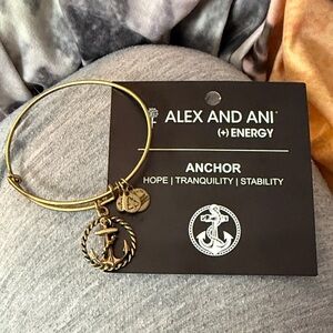 Gold Anchor Bangle Bracelet